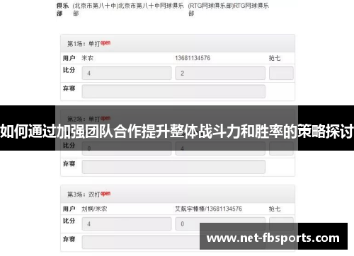 如何通过加强团队合作提升整体战斗力和胜率的策略探讨